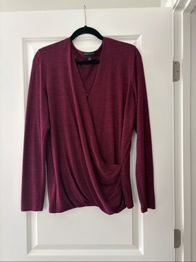 Banana Republic Burgundy Wrap-Style Long Sleeve Top